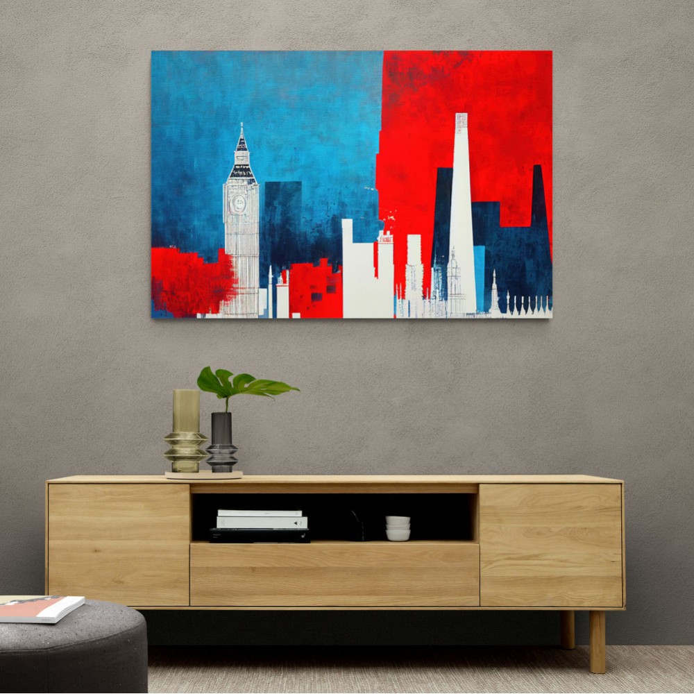 London Red & Blue Skyline Abstract London Red & Blue Skyline Abstract