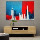 London Red & Blue Skyline Abstract London Red & Blue Skyline Abstract