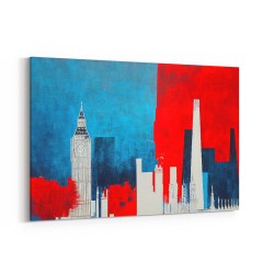 London Red & Blue Skyline Abstract