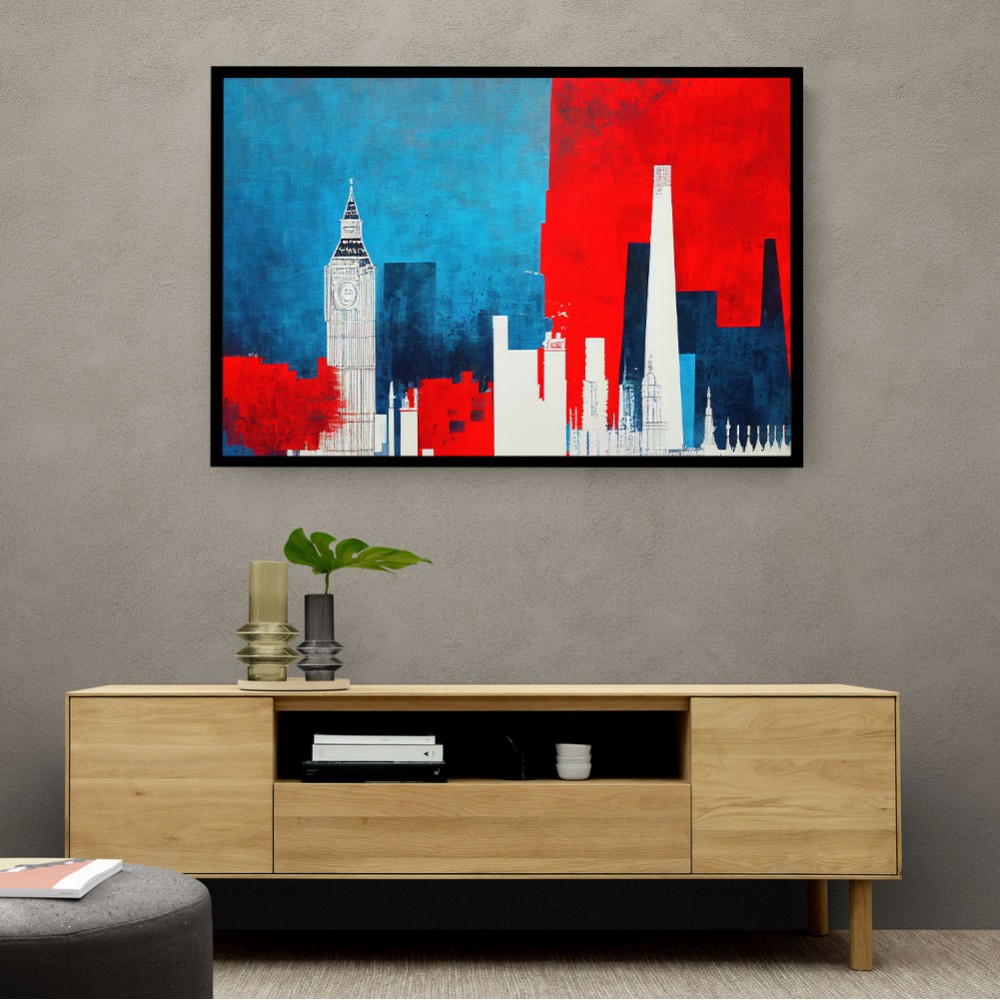 London Red & Blue Skyline Abstract London Red & Blue Skyline Abstract