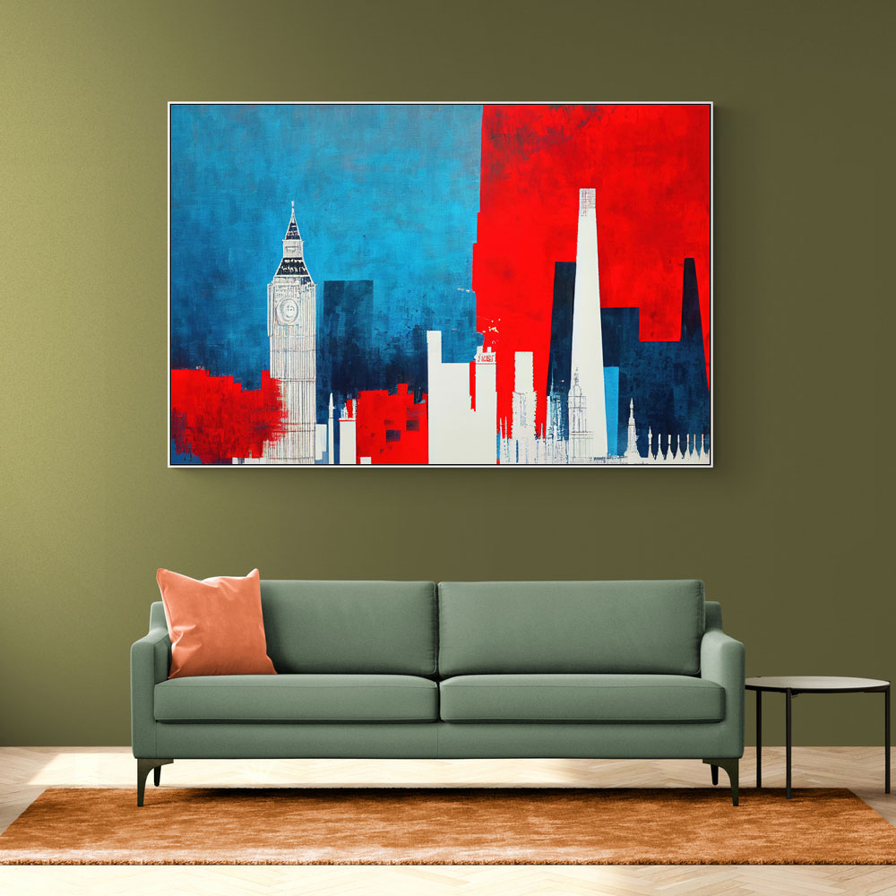 London Red & Blue Skyline Abstract London Red & Blue Skyline Abstract