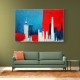 London Red & Blue Skyline Abstract London Red & Blue Skyline Abstract