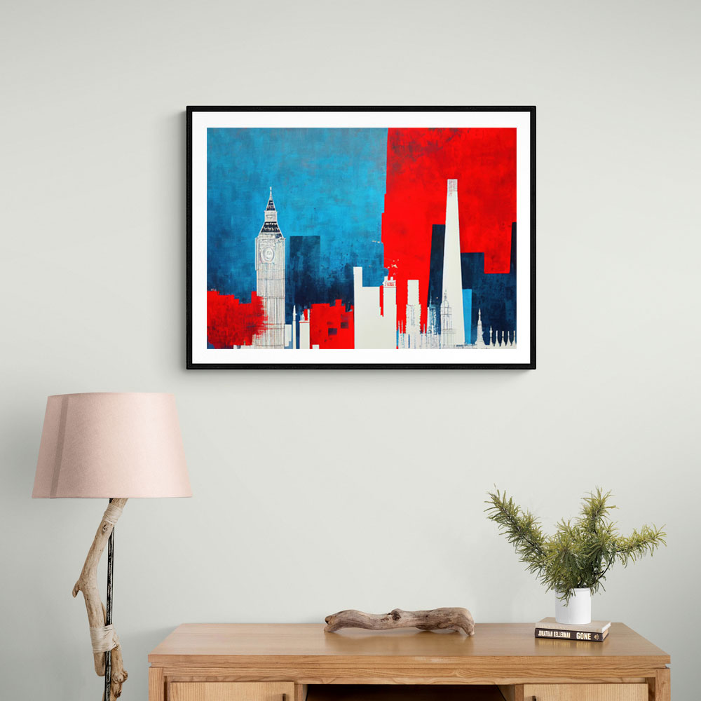 London Red & Blue Skyline Abstract London Red & Blue Skyline Abstract
