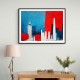 London Red & Blue Skyline Abstract London Red & Blue Skyline Abstract