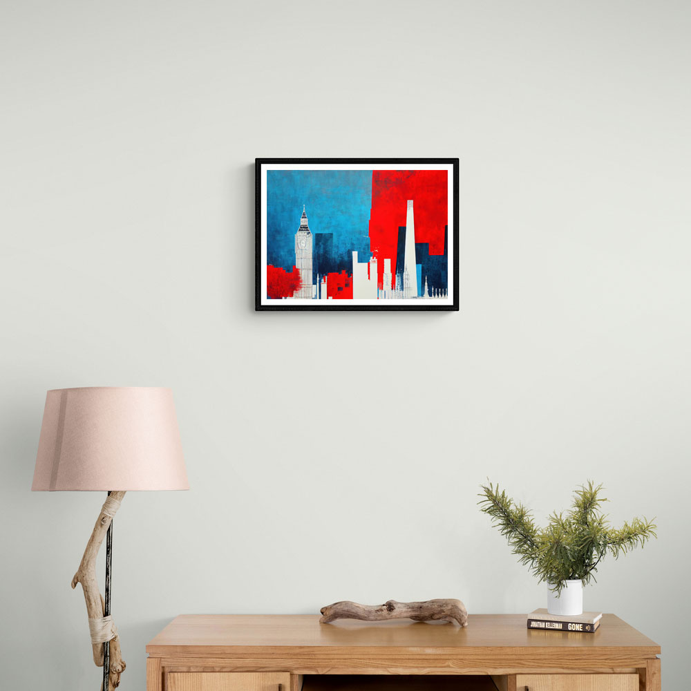 London Red & Blue Skyline Abstract London Red & Blue Skyline Abstract