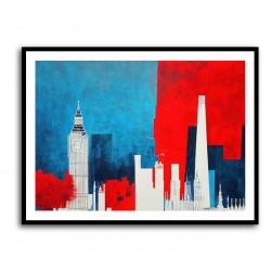 London Red & Blue Skyline Abstract