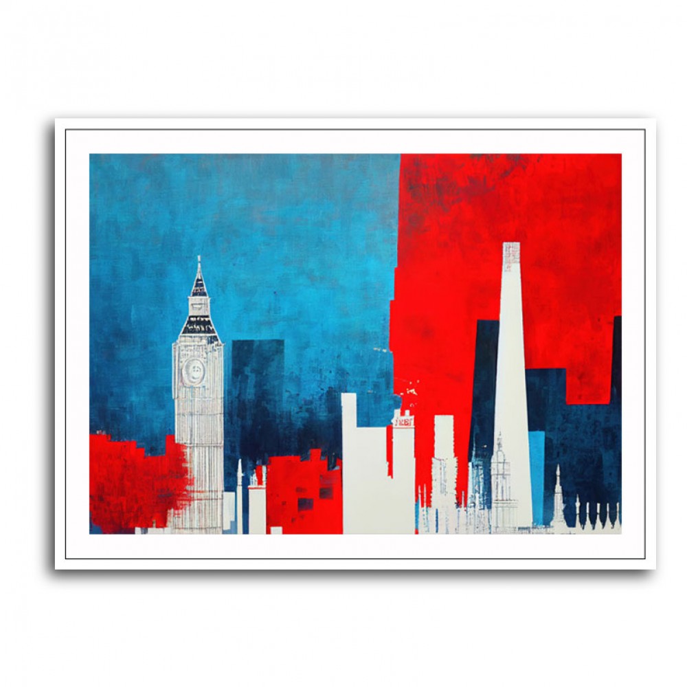 London Red & Blue Skyline Abstract London Red & Blue Skyline Abstract