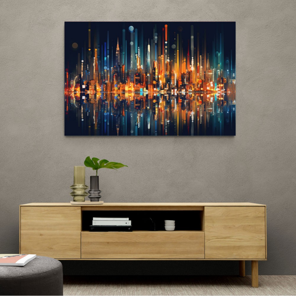 City Of Lights Abstract Skyline Wall Art