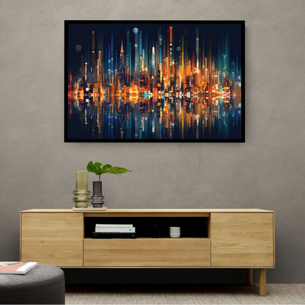 City Of Lights Abstract Skyline Wall Art