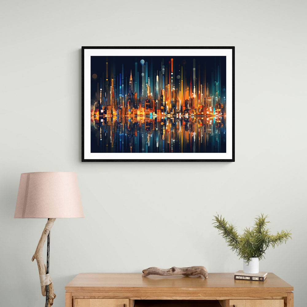 City Of Lights Abstract Skyline Wall Art