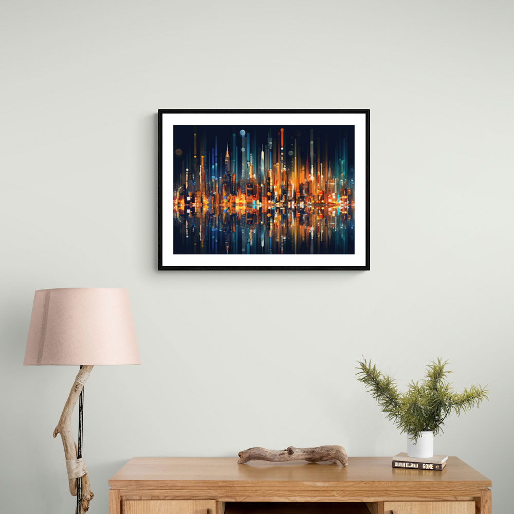 City Of Lights Abstract Skyline Wall Art