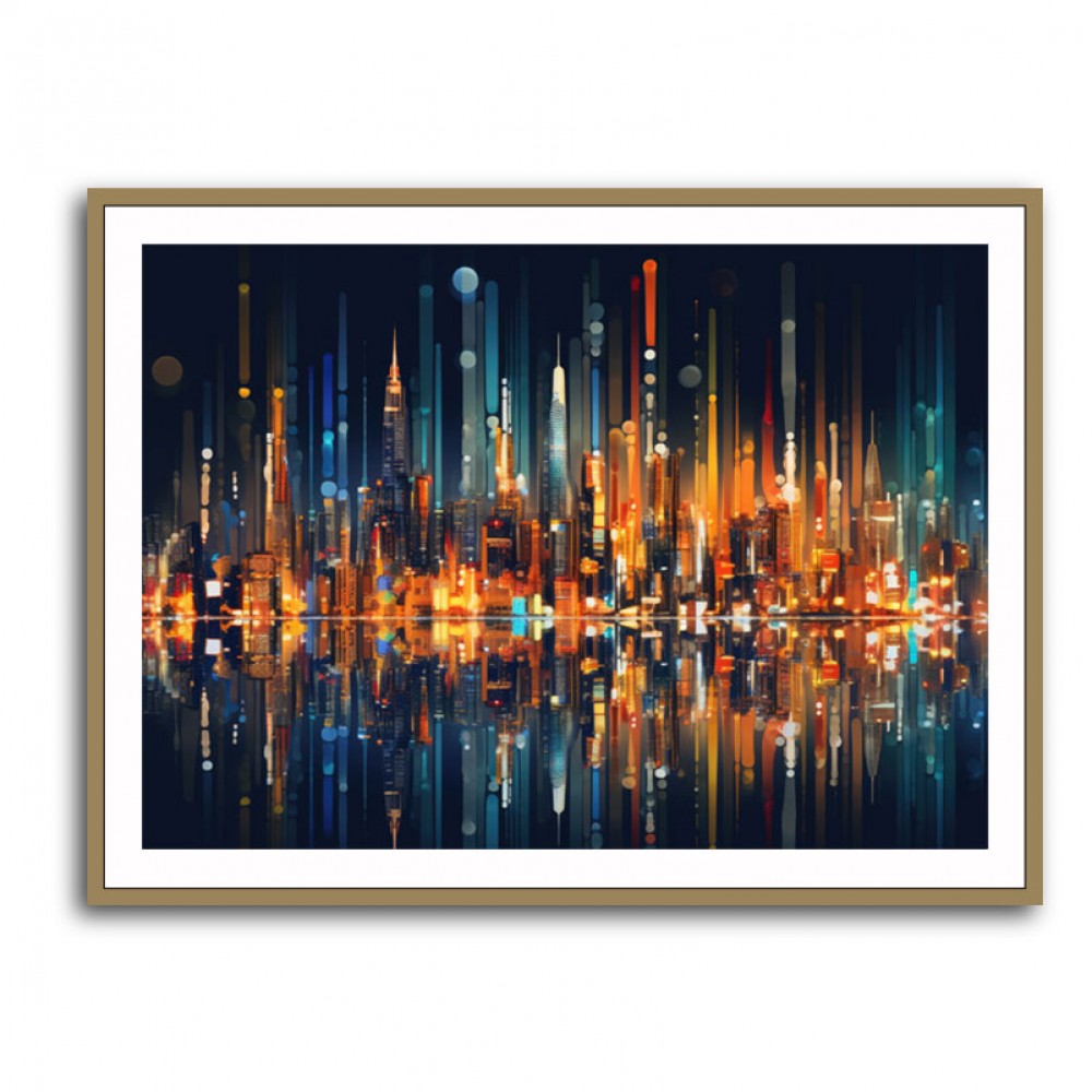 City Of Lights Abstract Skyline Wall Art