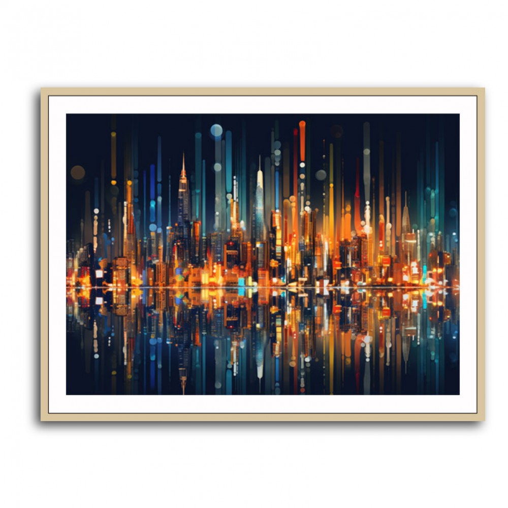 City Of Lights Abstract Skyline Wall Art