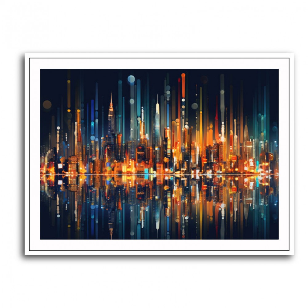 City Of Lights Abstract Skyline Wall Art