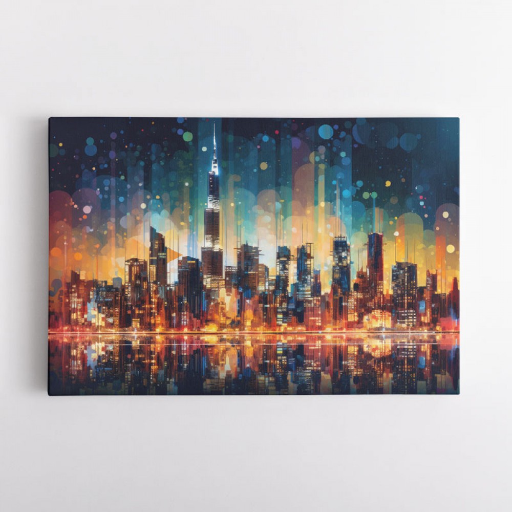 Dubai City Lights Skyline Wall Art