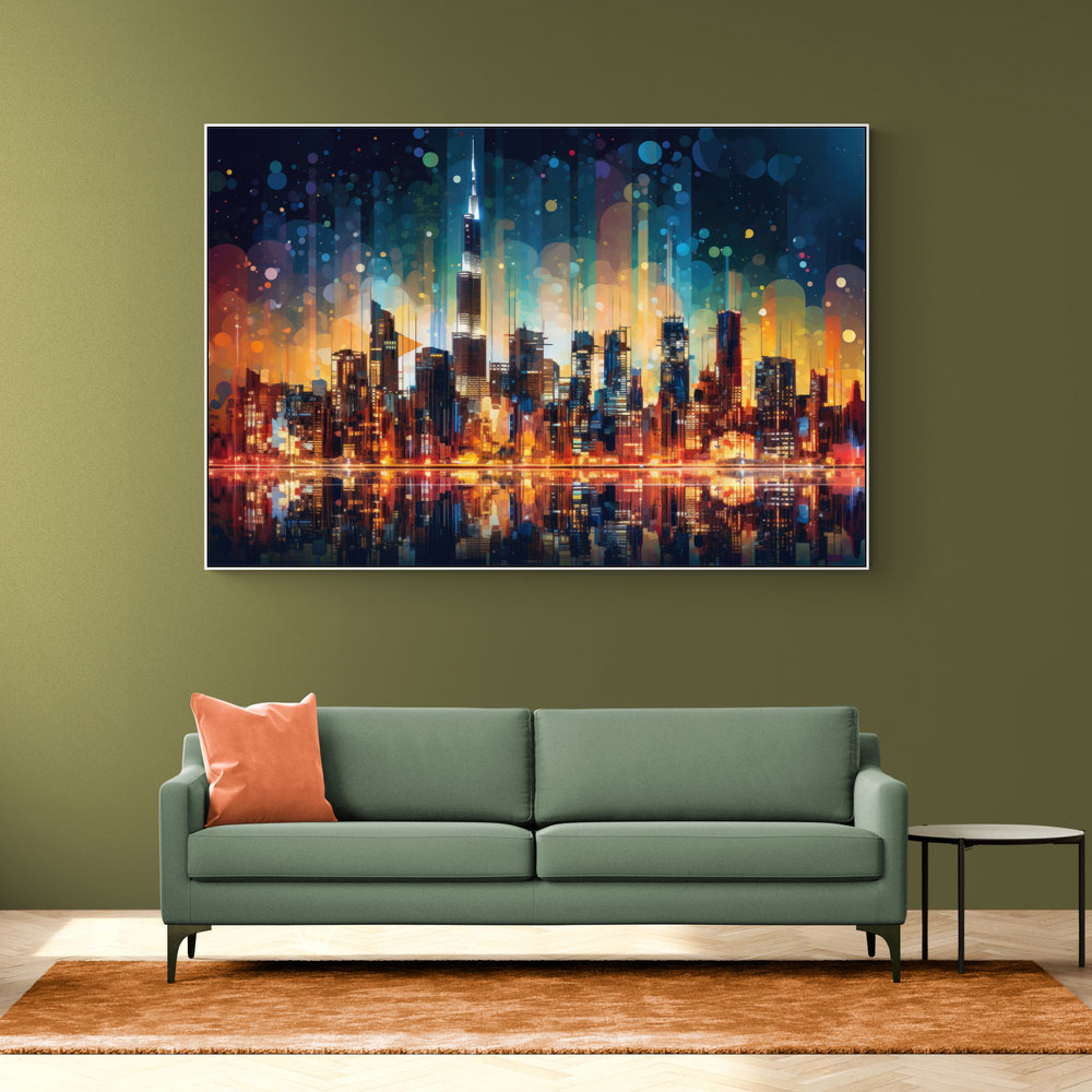 Dubai City Lights Skyline Wall Art