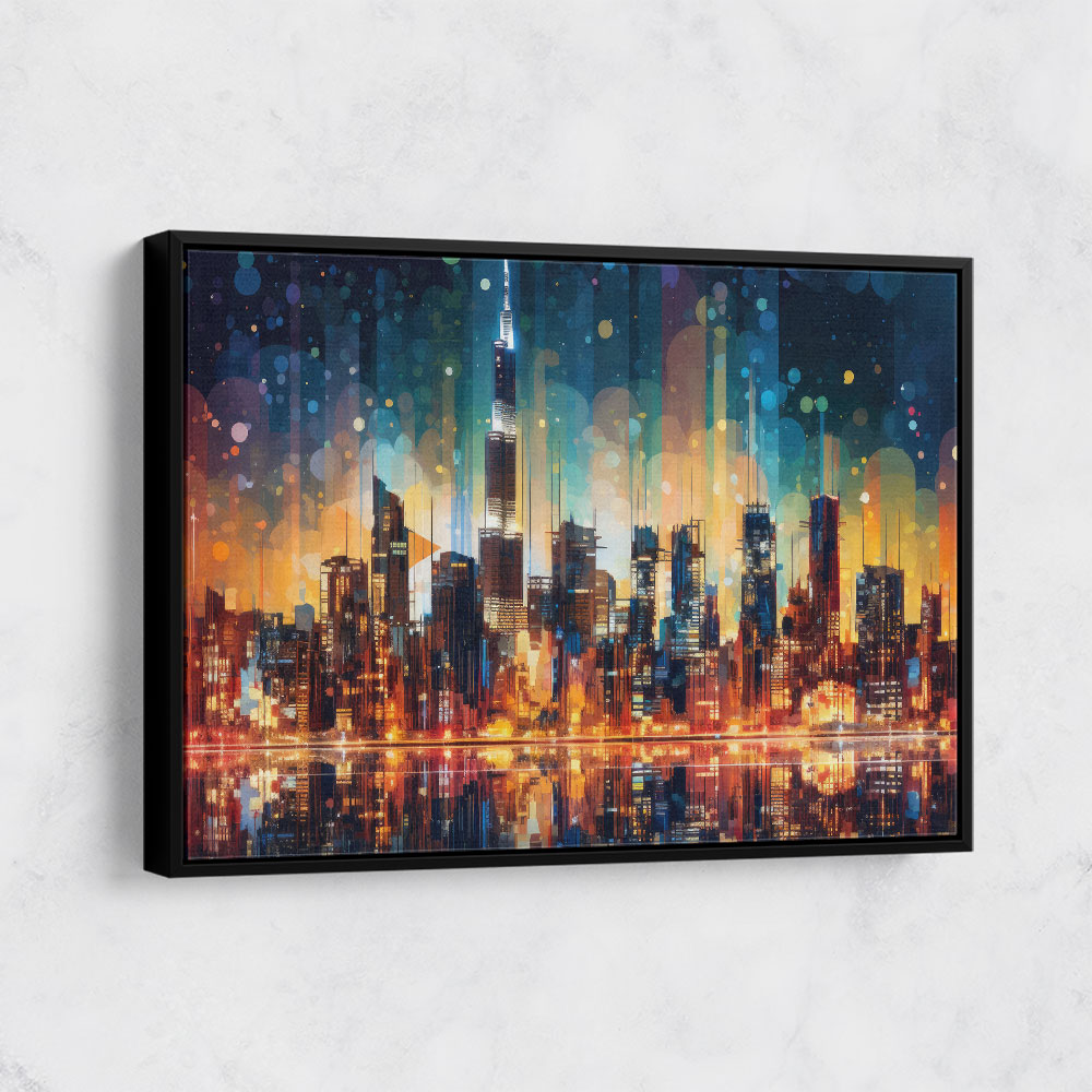 Dubai City Lights Skyline Wall Art