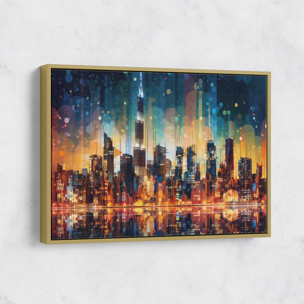 Dubai City Lights Skyline Wall Art