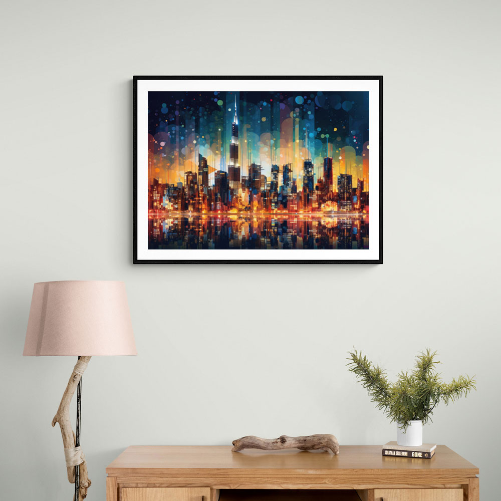 Dubai City Lights Skyline Wall Art