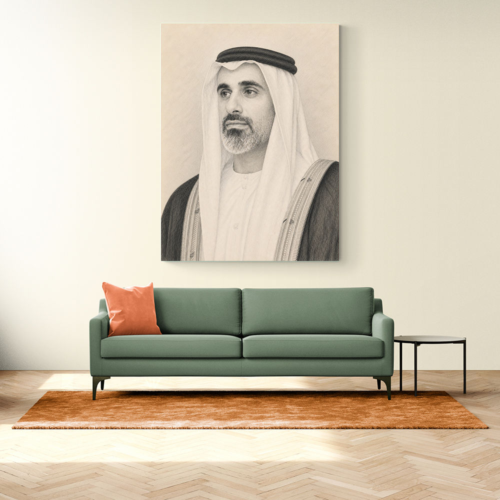 Sheikh Khaled bin Mohamed bin Zayed Al Nahyan 1 Pencil Sketch Style Portrait