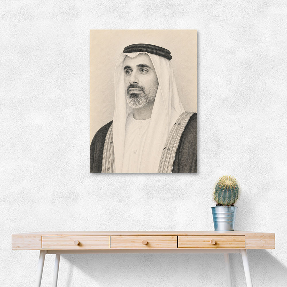 Sheikh Khaled bin Mohamed bin Zayed Al Nahyan 1 Pencil Sketch Style Portrait