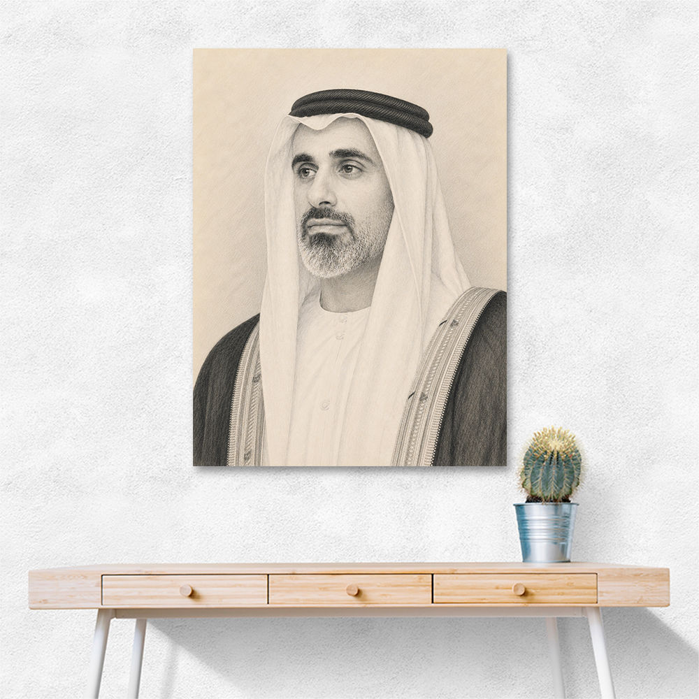 Sheikh Khaled bin Mohamed bin Zayed Al Nahyan 1 Pencil Sketch Style Portrait