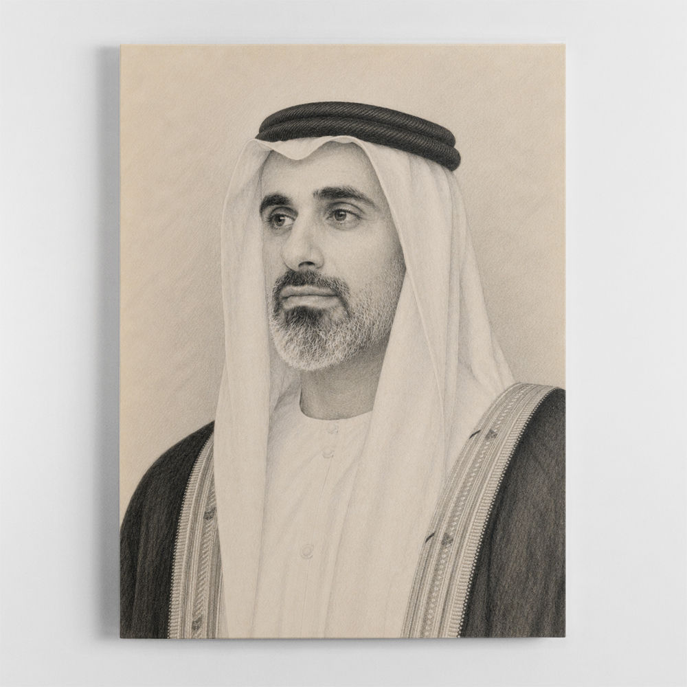 Sheikh Khaled bin Mohamed bin Zayed Al Nahyan 1 Pencil Sketch Style Portrait