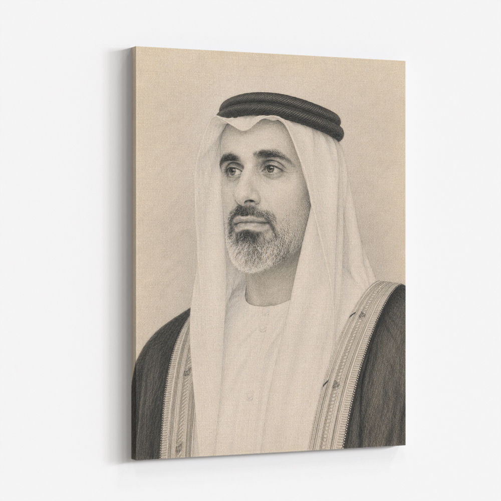 Sheikh Khaled bin Mohamed bin Zayed Al Nahyan 1 Pencil Sketch Style Portrait