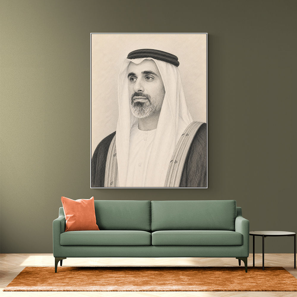 Sheikh Khaled bin Mohamed bin Zayed Al Nahyan 1 Pencil Sketch Style Portrait