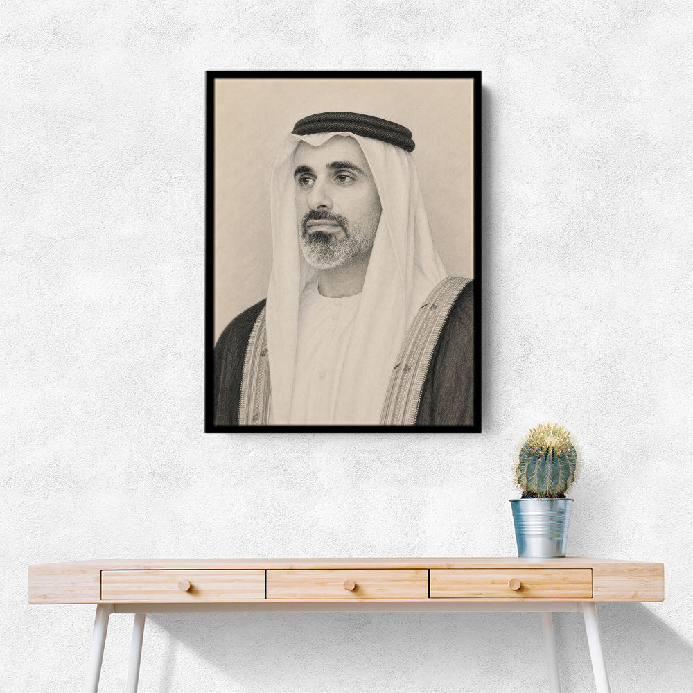 Sheikh Khaled bin Mohamed bin Zayed Al Nahyan 1 Pencil Sketch Style Portrait