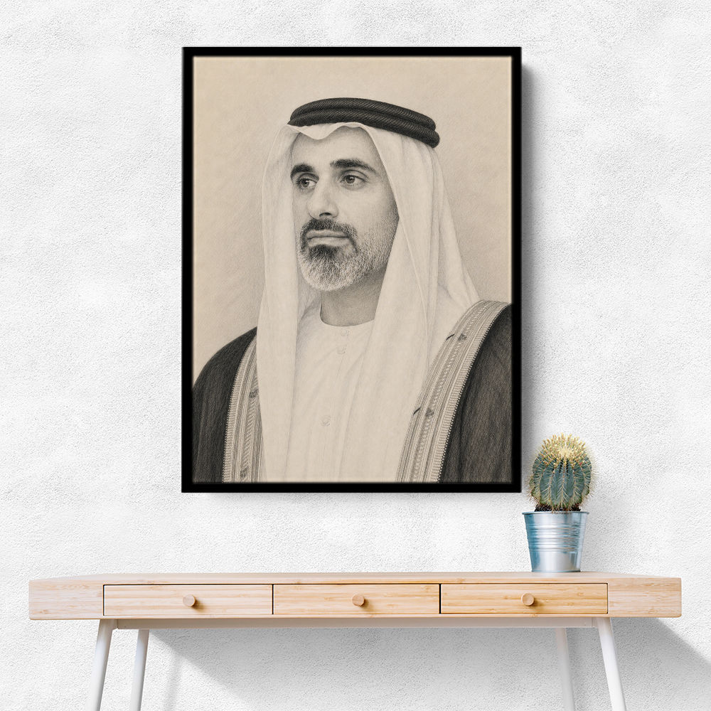 Sheikh Khaled bin Mohamed bin Zayed Al Nahyan 1 Pencil Sketch Style Portrait