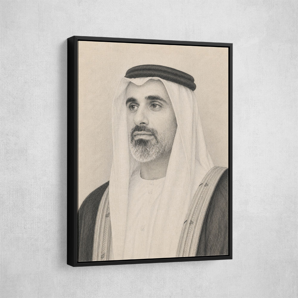 Sheikh Khaled bin Mohamed bin Zayed Al Nahyan 1 Pencil Sketch Style Portrait