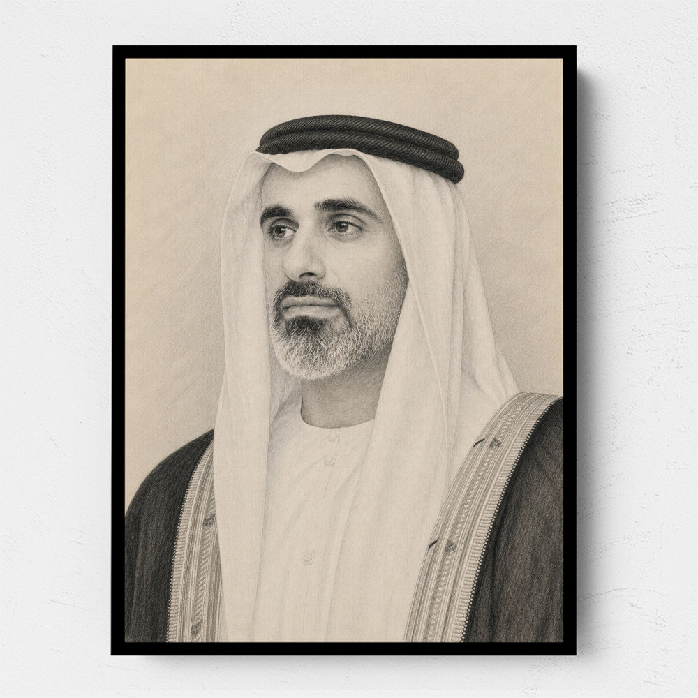 Sheikh Khaled bin Mohamed bin Zayed Al Nahyan 1 Pencil Sketch Style Portrait