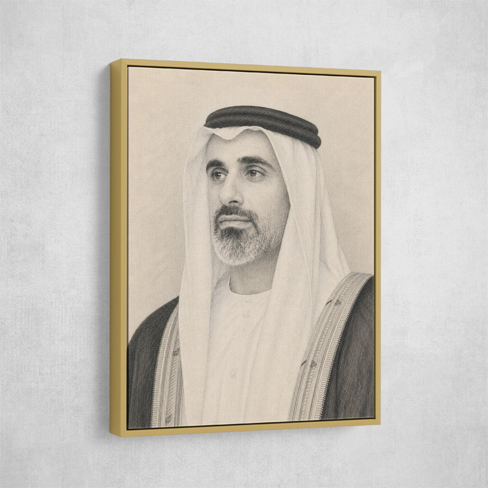 Sheikh Khaled bin Mohamed bin Zayed Al Nahyan 1 Pencil Sketch Style Portrait