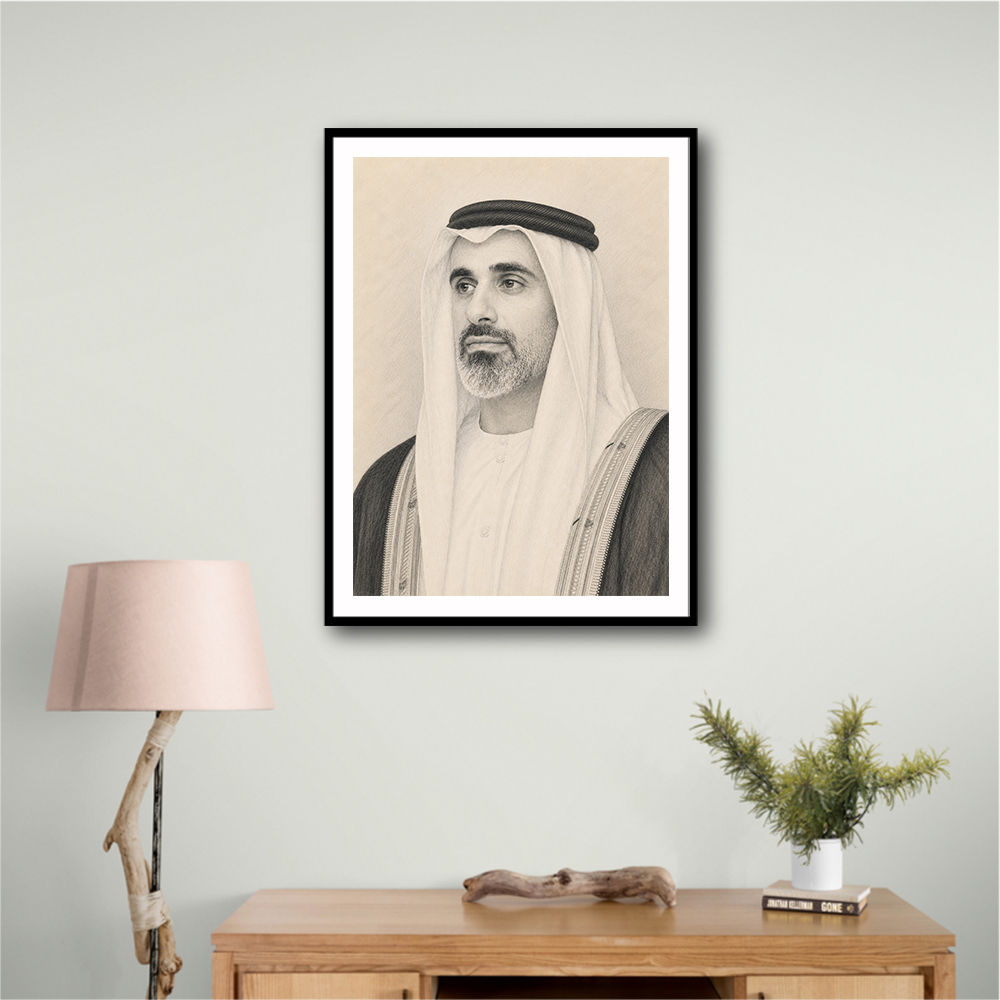 Sheikh Khaled bin Mohamed bin Zayed Al Nahyan 1 Pencil Sketch Style Portrait