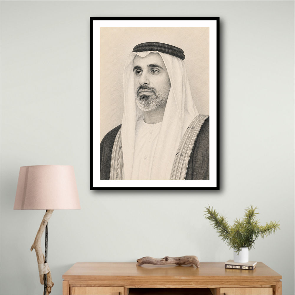 Sheikh Khaled bin Mohamed bin Zayed Al Nahyan 1 Pencil Sketch Style Portrait