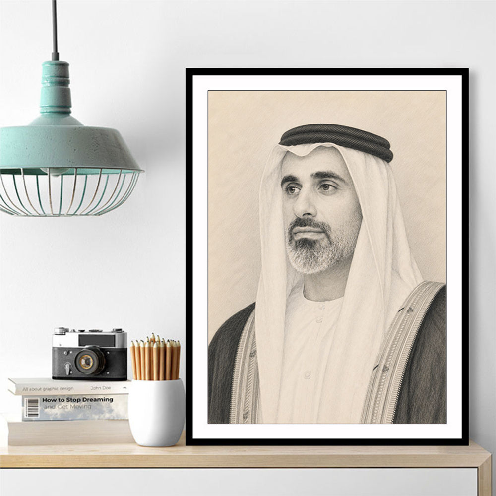 Sheikh Khaled bin Mohamed bin Zayed Al Nahyan 1 Pencil Sketch Style Portrait