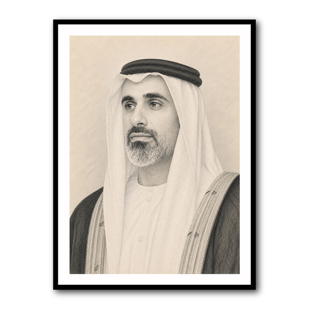 Sheikh Khaled bin Mohamed bin Zayed Al Nahyan 1 Pencil Sketch Style Portrait
