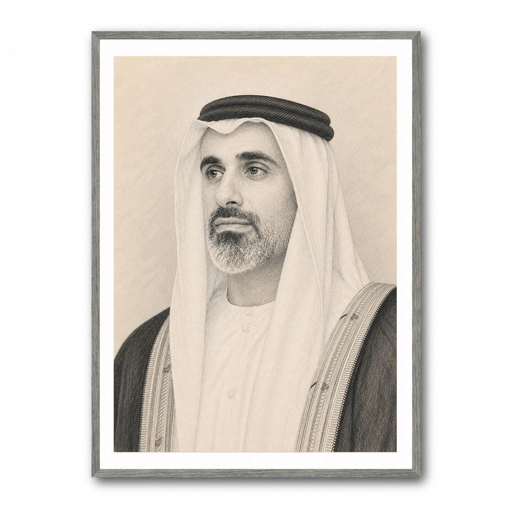 Sheikh Khaled bin Mohamed bin Zayed Al Nahyan 1 Pencil Sketch Style Portrait