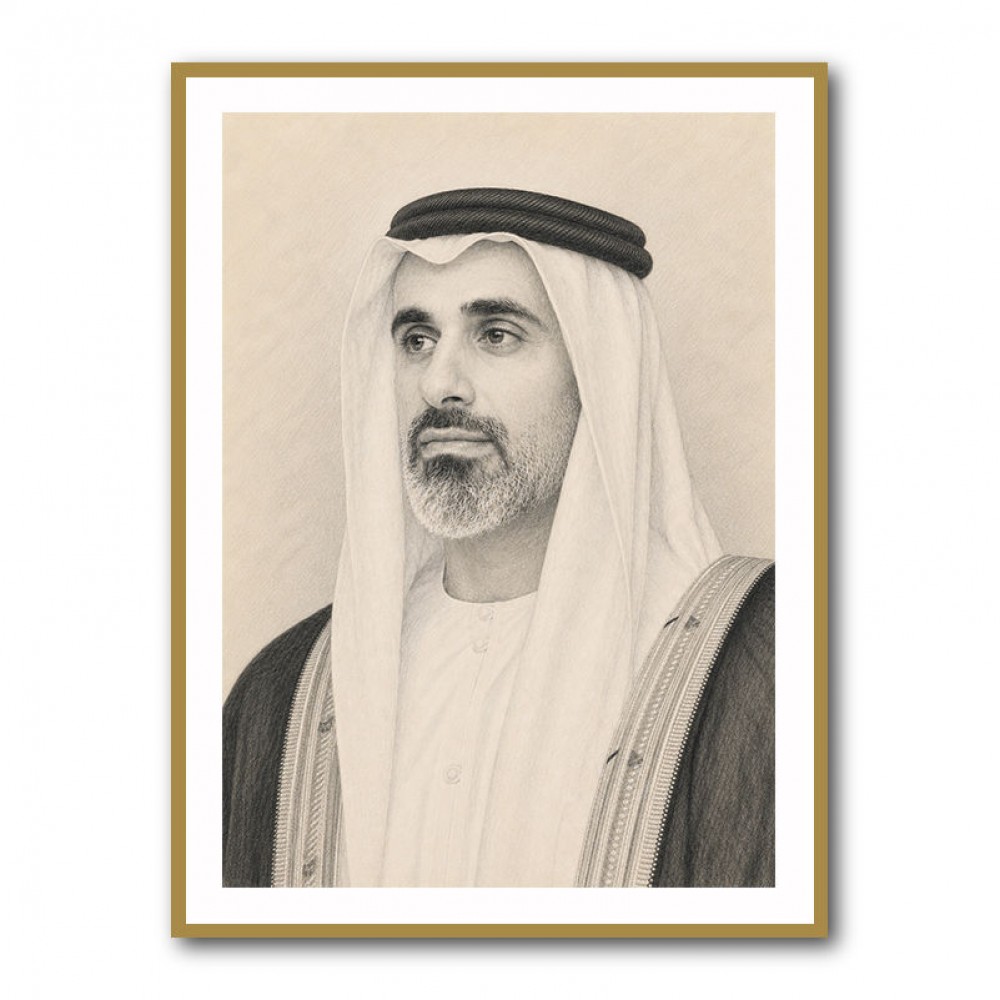 Sheikh Khaled bin Mohamed bin Zayed Al Nahyan 1 Pencil Sketch Style Portrait