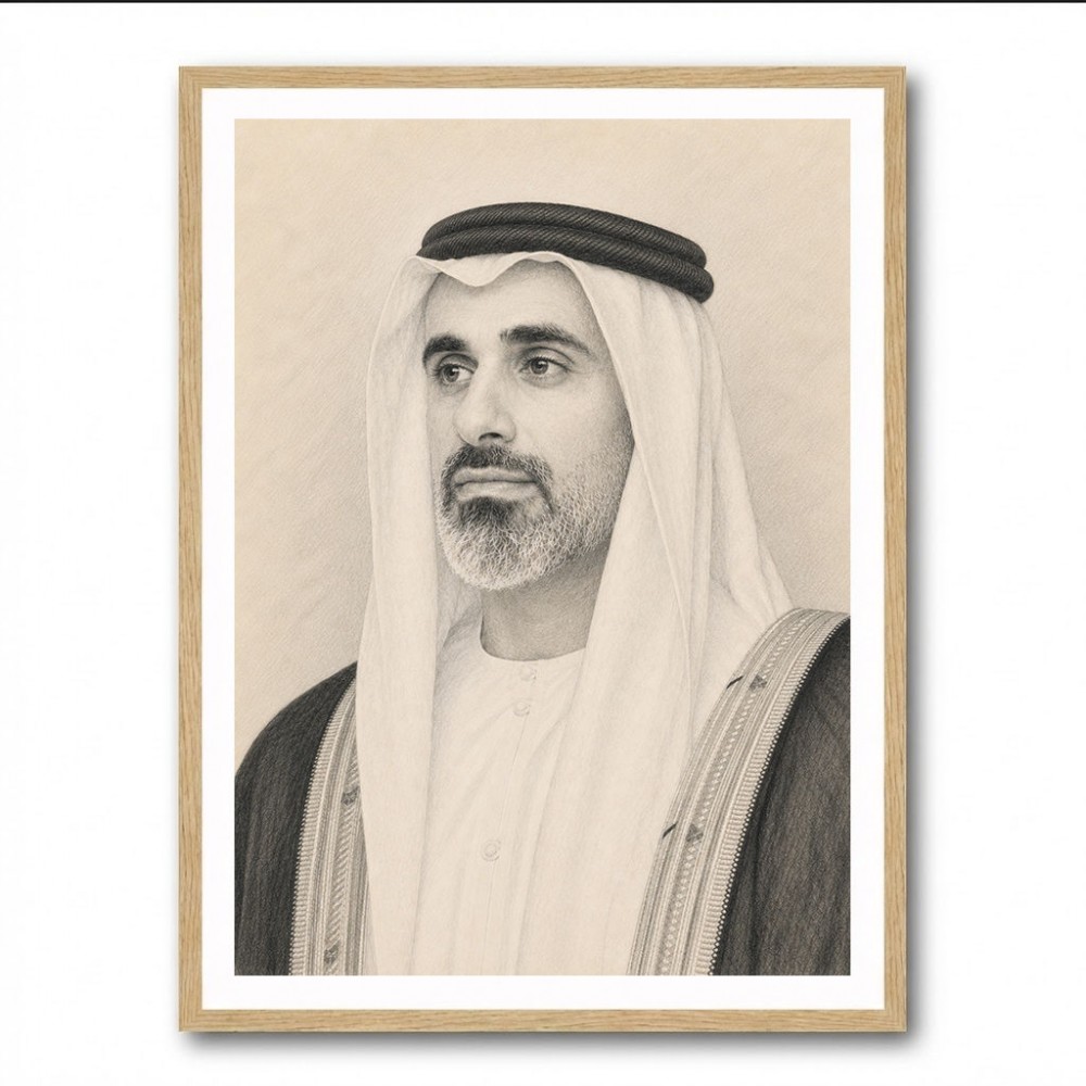 Sheikh Khaled bin Mohamed bin Zayed Al Nahyan 1 Pencil Sketch Style Portrait