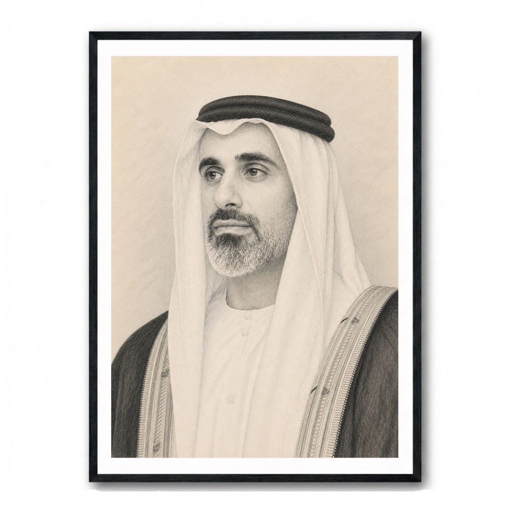 Sheikh Khaled bin Mohamed bin Zayed Al Nahyan 1 Pencil Sketch Style Portrait