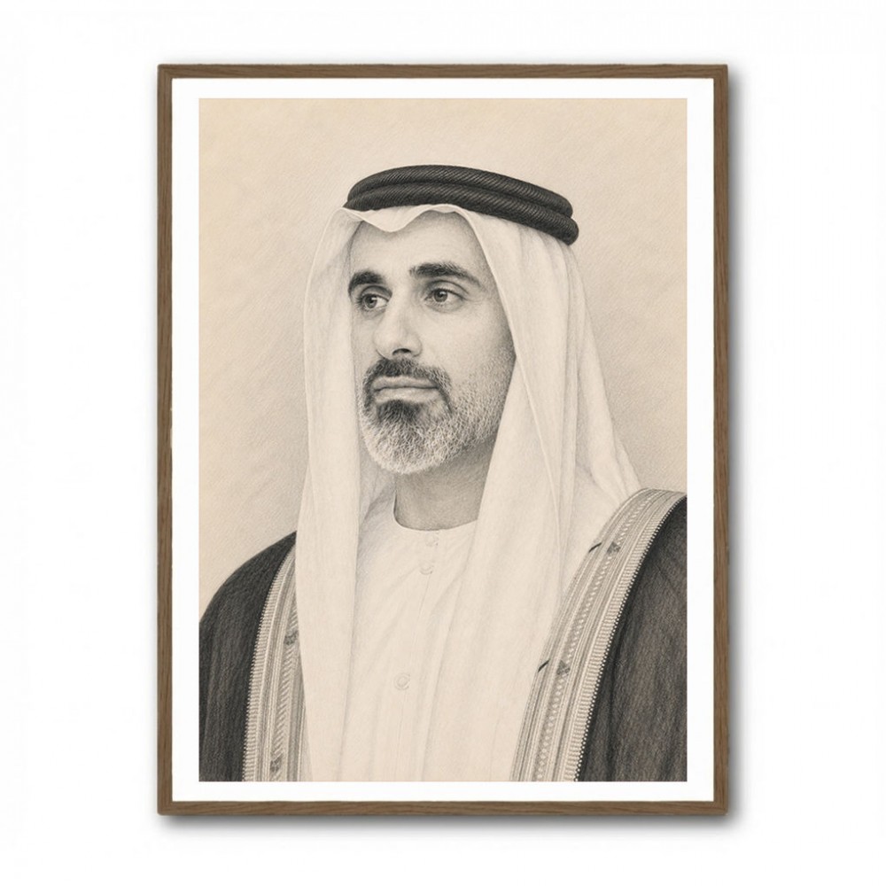 Sheikh Khaled bin Mohamed bin Zayed Al Nahyan 1 Pencil Sketch Style Portrait