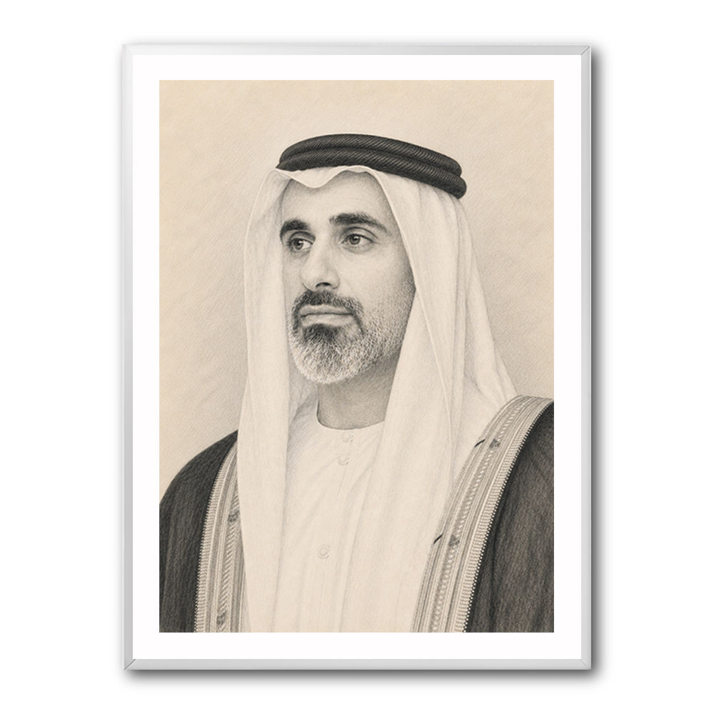 Sheikh Khaled bin Mohamed bin Zayed Al Nahyan 1 Pencil Sketch Style Portrait