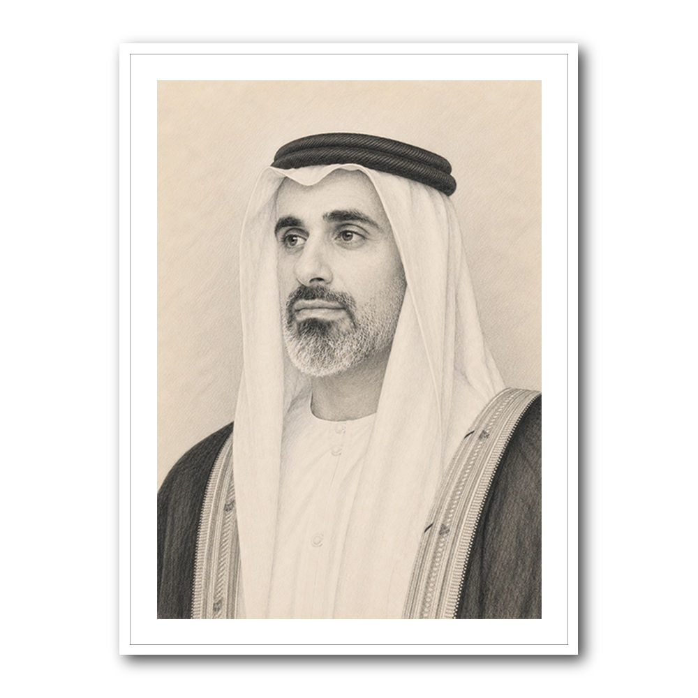 Sheikh Khaled bin Mohamed bin Zayed Al Nahyan 1 Pencil Sketch Style Portrait