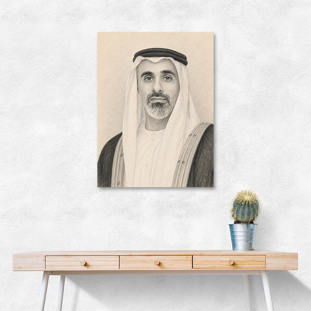 Sheikh Khaled bin Mohamed bin Zayed Al Nahyan Pencil Sketch Style Portrait