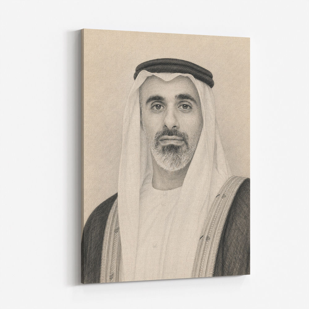 Sheikh Khaled bin Mohamed bin Zayed Al Nahyan Pencil Sketch Style Portrait
