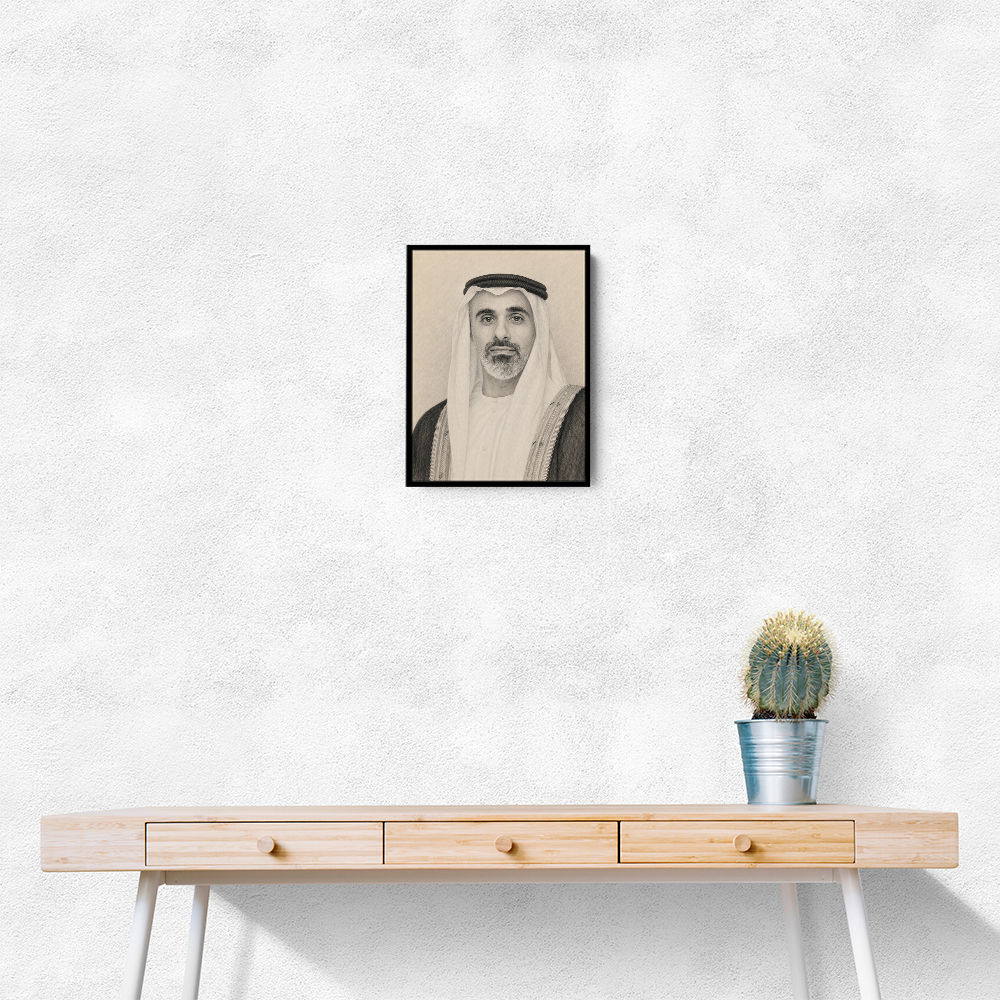 Sheikh Khaled bin Mohamed bin Zayed Al Nahyan Pencil Sketch Style Portrait
