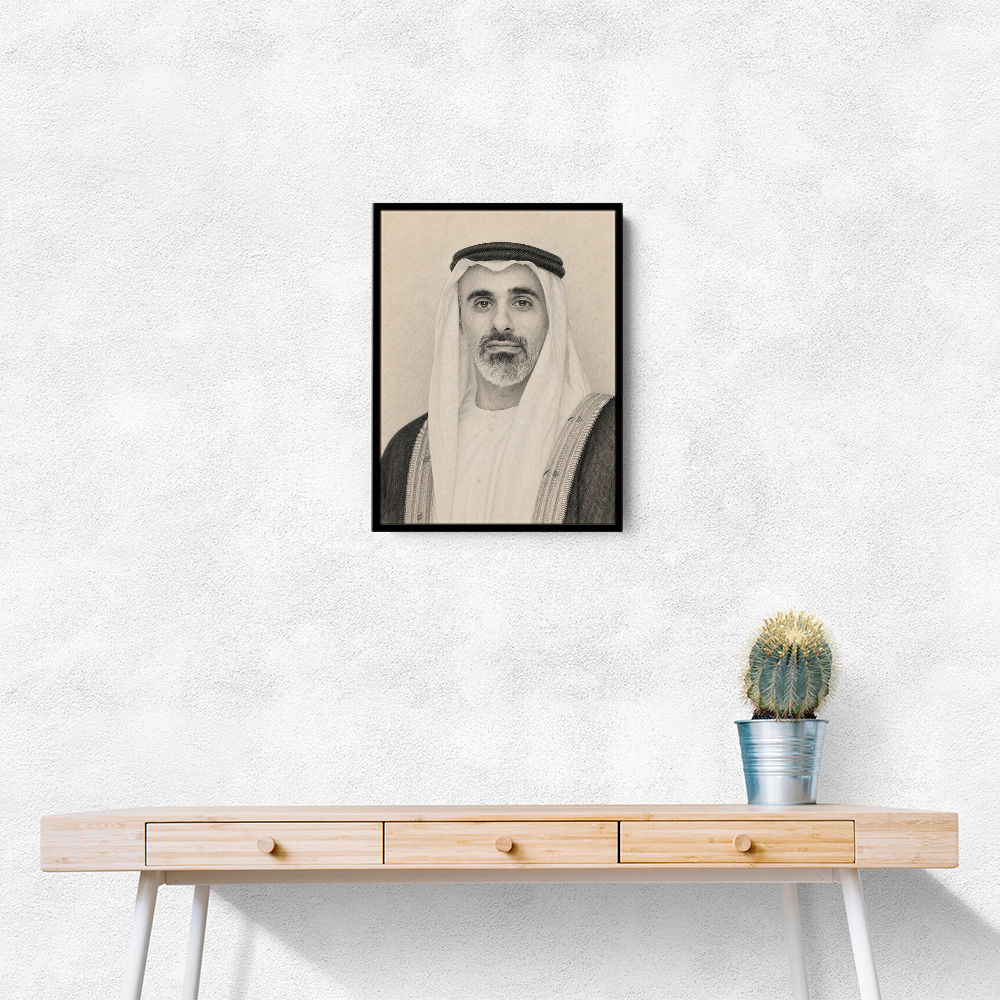 Sheikh Khaled bin Mohamed bin Zayed Al Nahyan Pencil Sketch Style Portrait