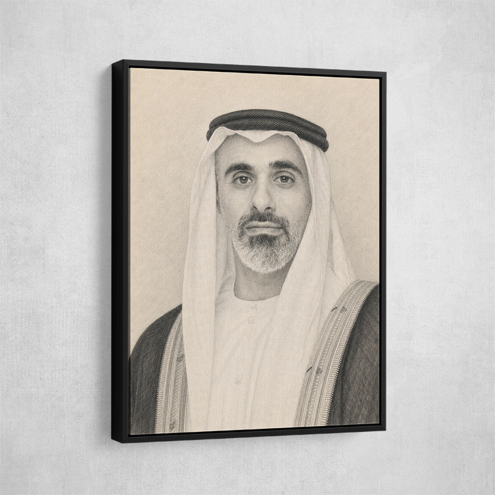 Sheikh Khaled bin Mohamed bin Zayed Al Nahyan Pencil Sketch Style Portrait